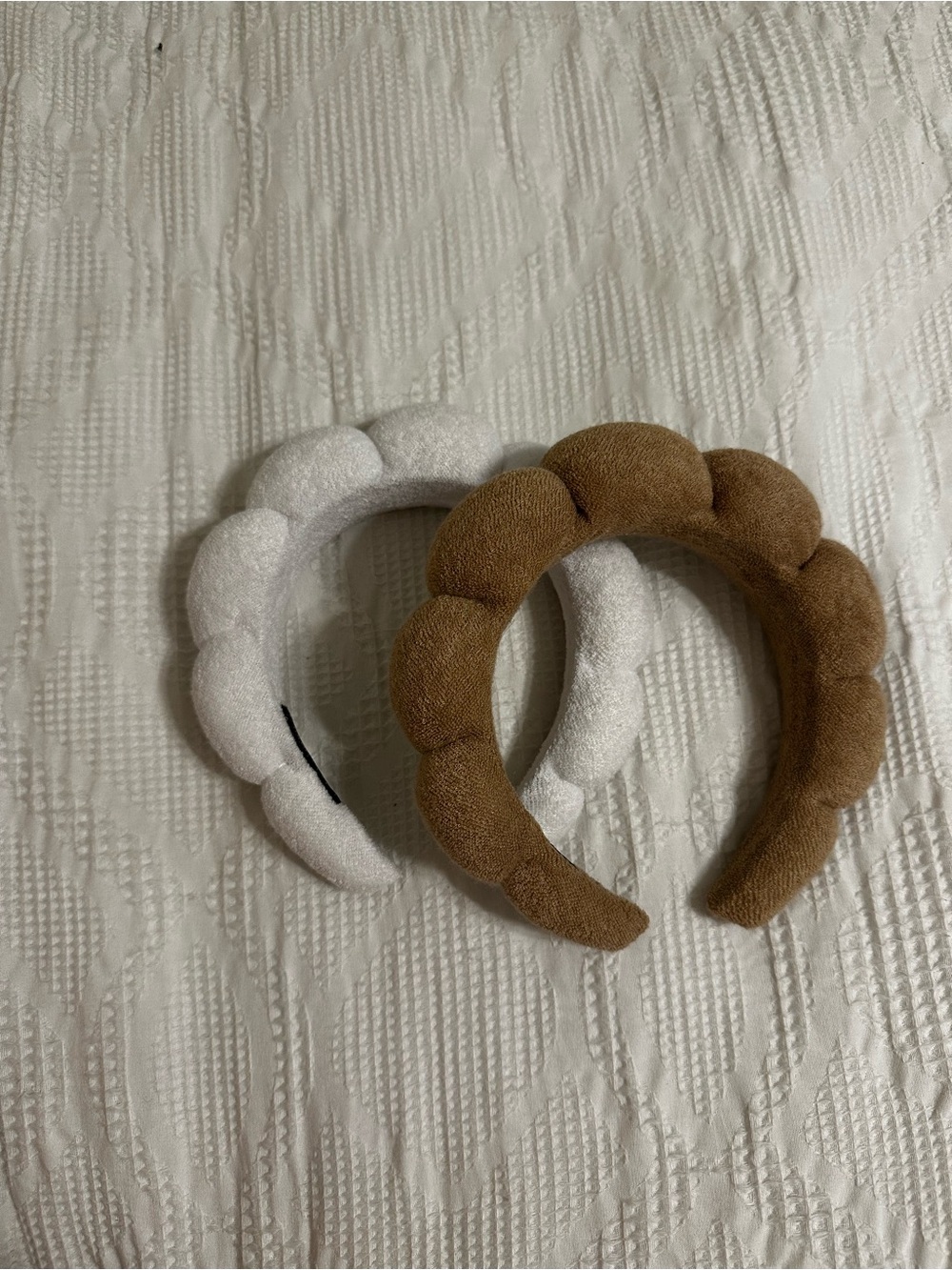 Amazon Plush Bubble Headband Set - White & Brown NWOT